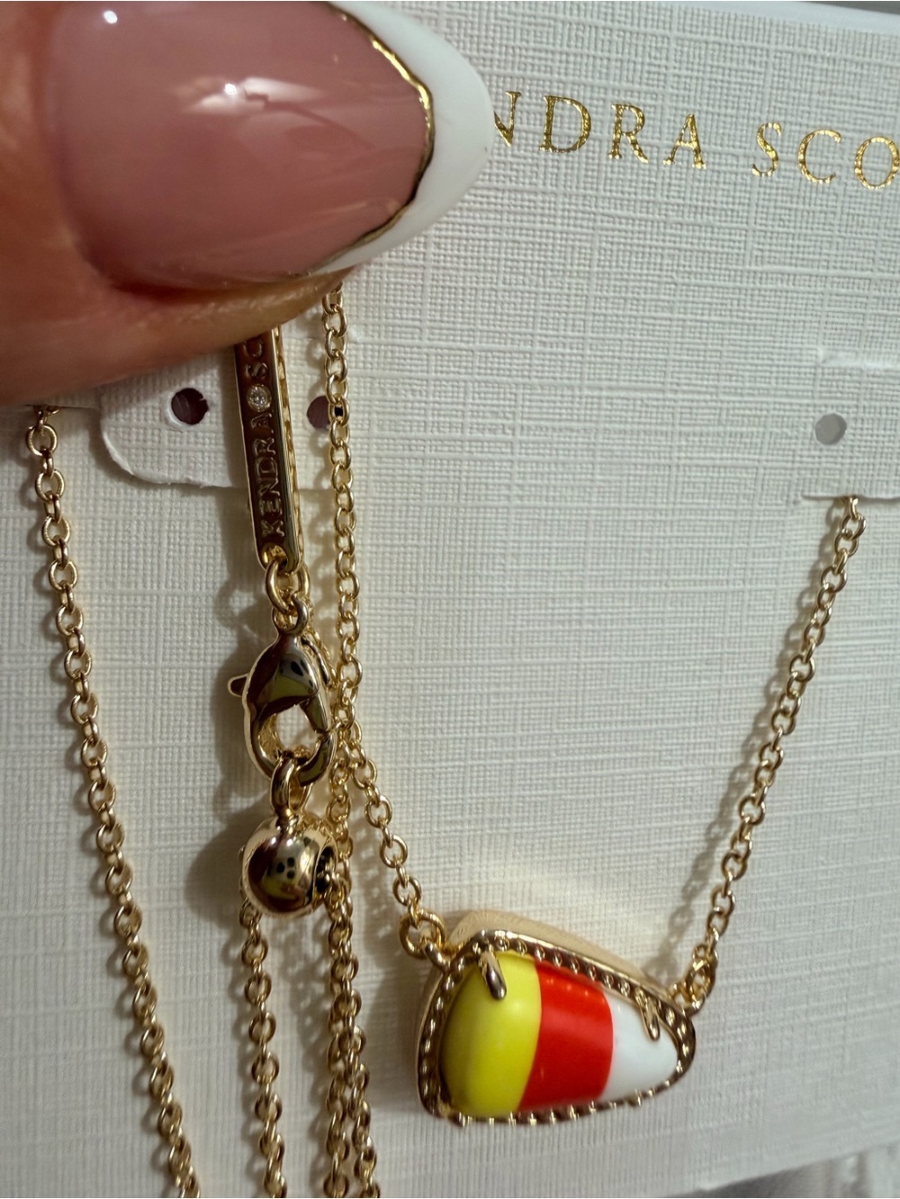 NEW ✨ Kendra Scott Candy Corn Magnesite Gold Pendant & Earring Set & KS Dust Bag - Picture 3 of 7